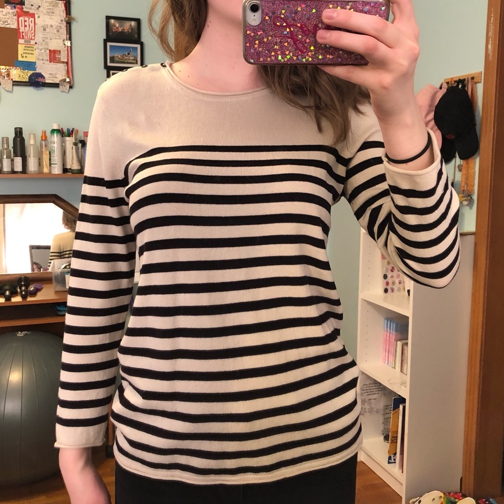 3/4 sleeves striped sweater